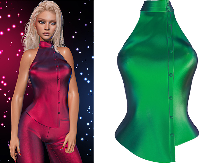 Janissa Shirt [Holo Alien Green] - Maitreya Lara + LaraX • Petite + PetiteX • Legacy • Reborn • GenX
