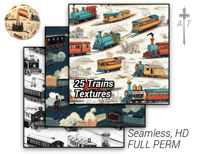 Second Life Marketplace - [AT] 25 Seamless Trains Textures (FULL PERM)