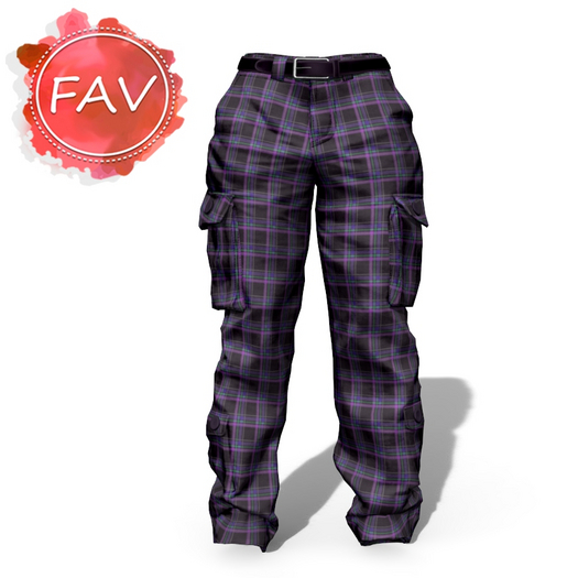 Purple Plaid Cargo Pants