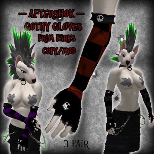 Punk goth gloves, skulls