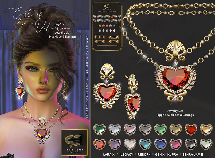 Son!a-Edge gift-of-valentine Jewelry Set heart Necklace + Earrings