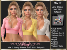 *BSASSY* LS HALF SHIRT MIXI IT SHIRT WITH HUD