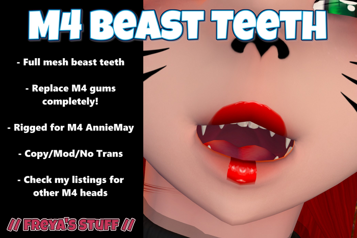 // FREYA'S STUFF // M4 Beast Teeth AnnieMay // Rigged Mesh Canine Teeth
