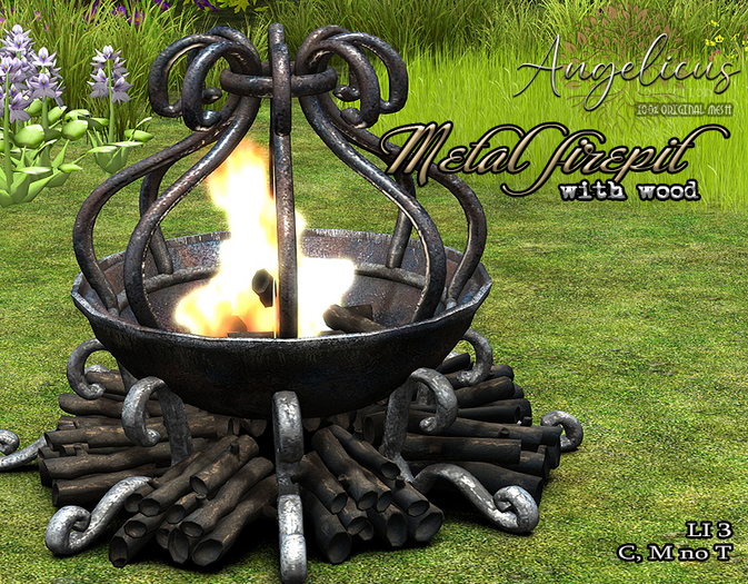 .AngelicUs.  metal firepit with wood