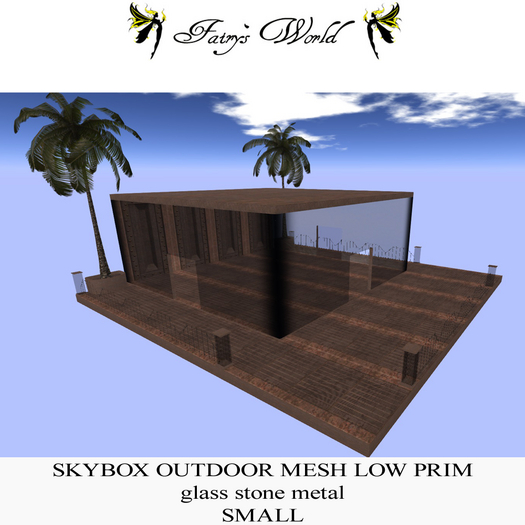 SKYBOX OUTDOOR MESH glass stone&metal LOW PRIM small 9prims