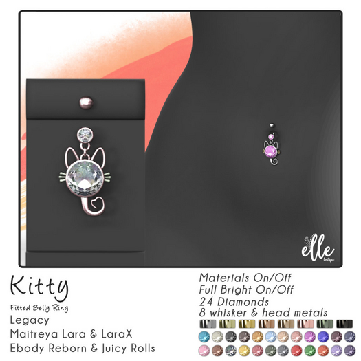 Elle Boutique - Kitty Navel Piercing - Lara, LaraX, Ebody Reborn, Juicy Rolls, Legacy