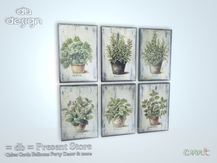 ::db:: Six Canvas Pictures Kitchen Herbs (add)