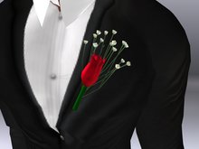 !Trio! Rose boutonniere red- sculpted
