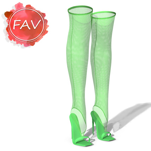 Green Fishnet Stockings Heels
