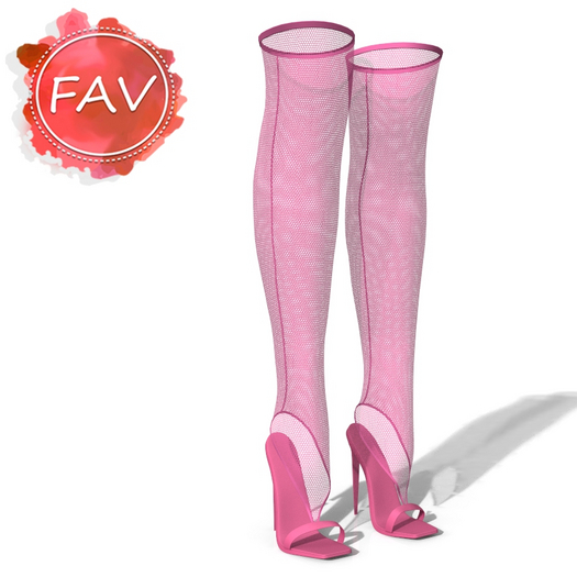 Pink Fishnet Stockings Heels