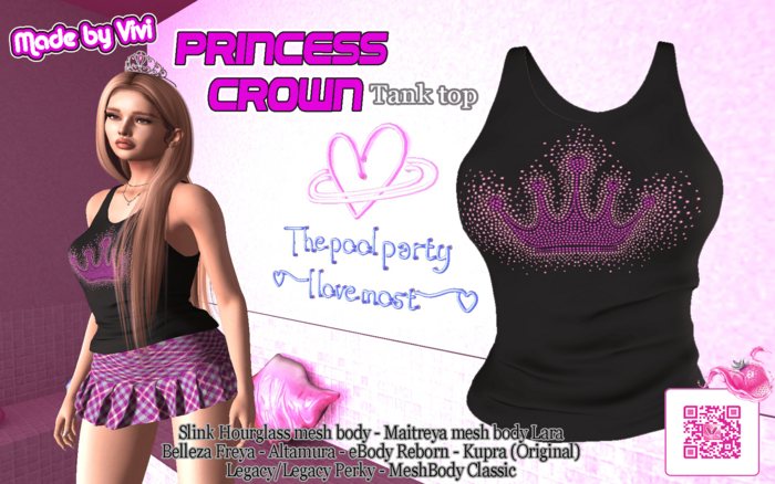 Tank top Princess Crown with Rhinestones- Vivi