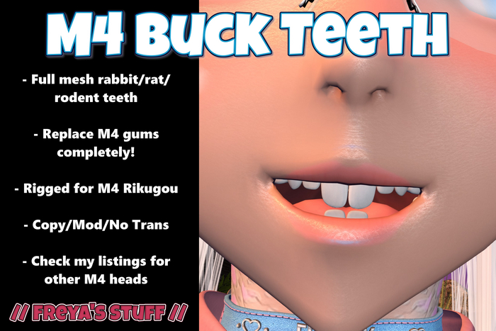 // FREYA'S STUFF // M4 Buck Teeth Rikugou // Rigged Mesh Rabbit Rat Rodent Teeth