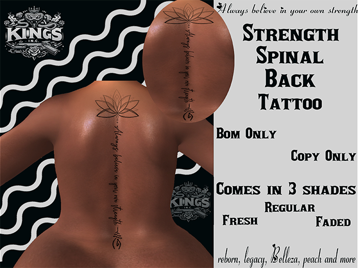 Kings- Strength Spinal  tattoo