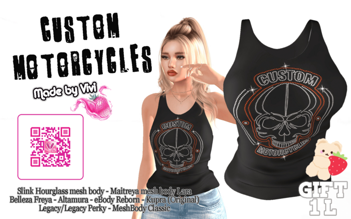 GIFT Tank top Rhinestone Custom Motorcycles -Vivi