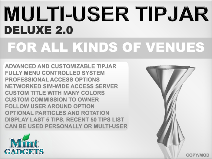 Mint Gadgets - Multi-User Tipjar Deluxe 2.0 Model 01 Silver
