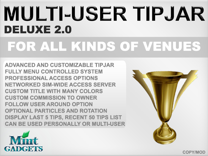 Mint Gadgets - Multi-User Tipjar Deluxe 2.0 Model 02 Gold