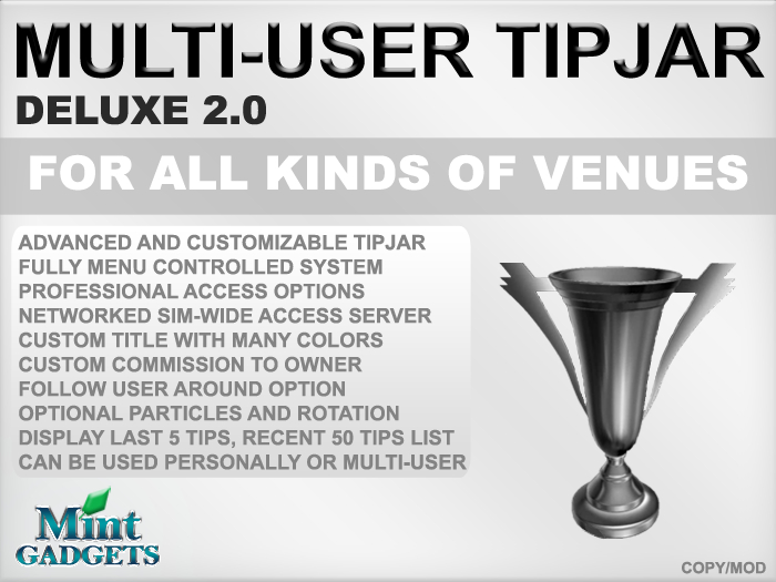 Mint Gadgets - Multi-User Tipjar Deluxe 2.0 Model 02 Silver