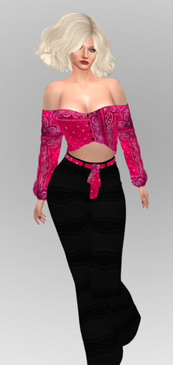 ZJ'S CHARLOTTE CUTIE PANTS TOP BLACK/HOT PINK COPY ONLY"MAITREYA FREYA HG ISIS