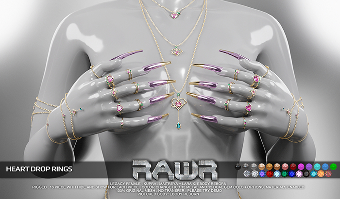 RAWR! Heart Drop Rings V2 (add me)