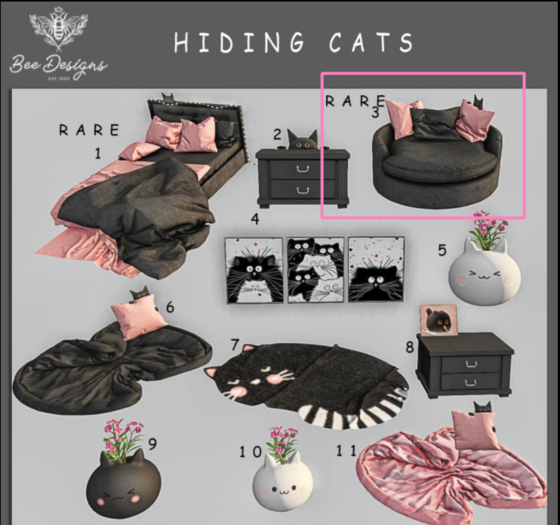 [Rezz] 03 Bee Designs - Hiding Cats  RARE