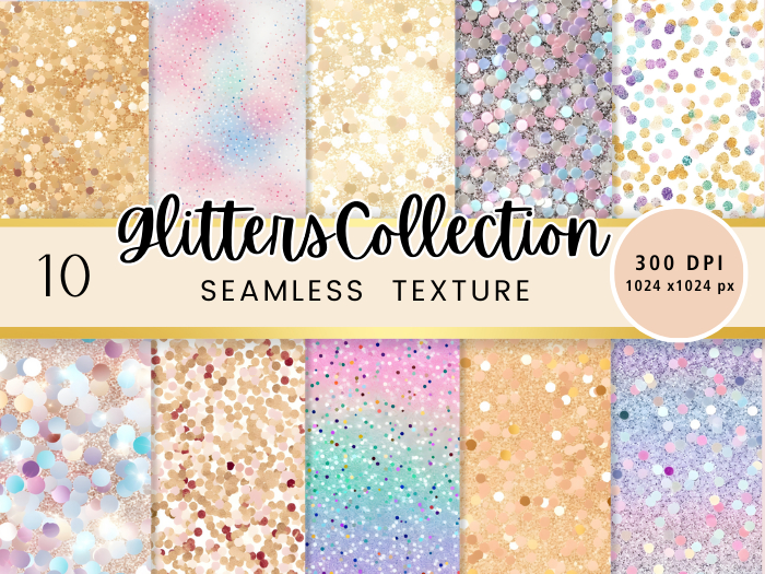 Seacloud. 10 Glitters Collection Texture Seamless 