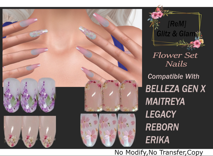 [ReM] Flower Nails set