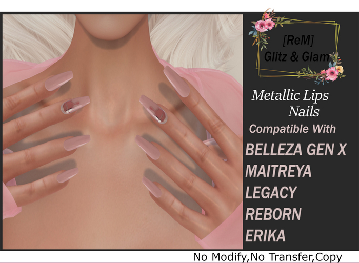 [ReM] Metallic Lips Nails