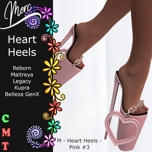 M - Heart Heels - Pink #3  -UNPACK