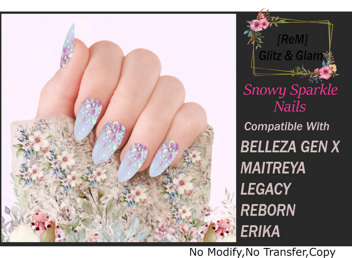 [ReM] Snowy Sparkle Nails