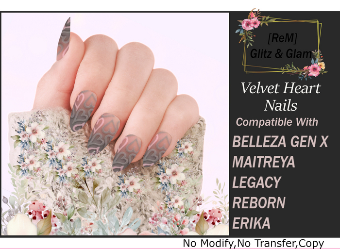 [ReM] Velvet Hearts Nails