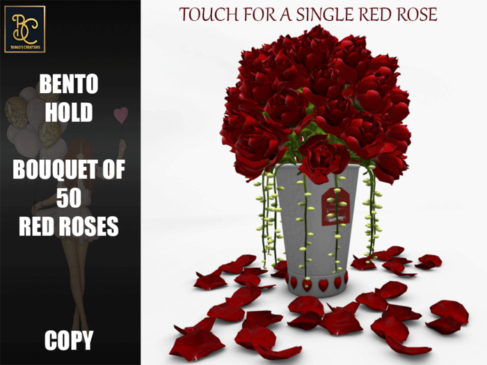 BMC5294 - BOUQUET OF 50 RED ROSES - TOUCH FOR A SINGLE RED ROSE