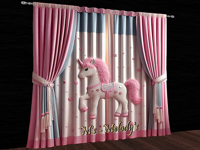 M's - Pink curtain for a children's room - "Pony"