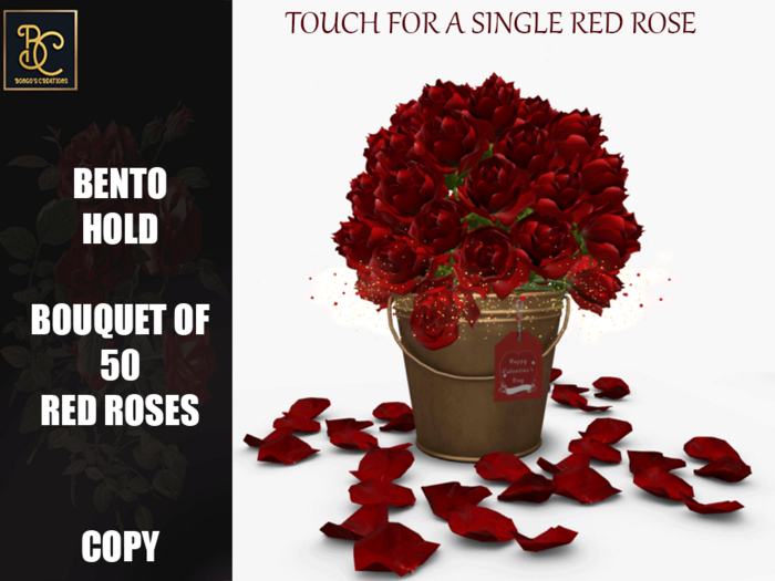 BMC5296 - BOUQUET OF 50 RED ROSES - TOUCH FOR A SINGLE RED ROSE