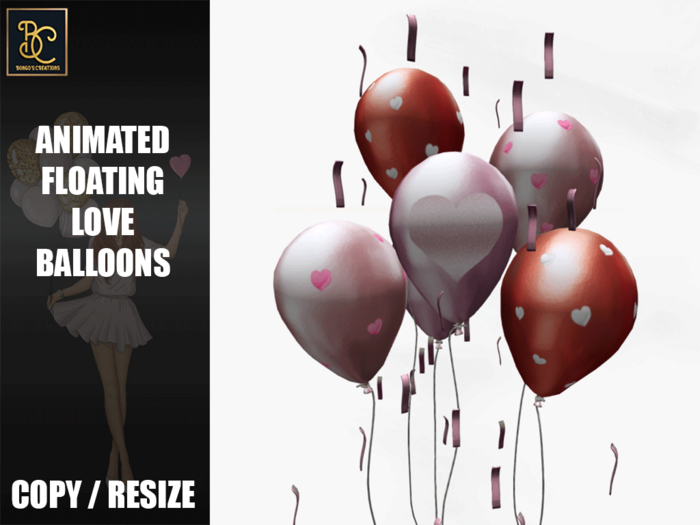 BMC5298 - ANIMATED  FLOATING LOVE BALLOONS