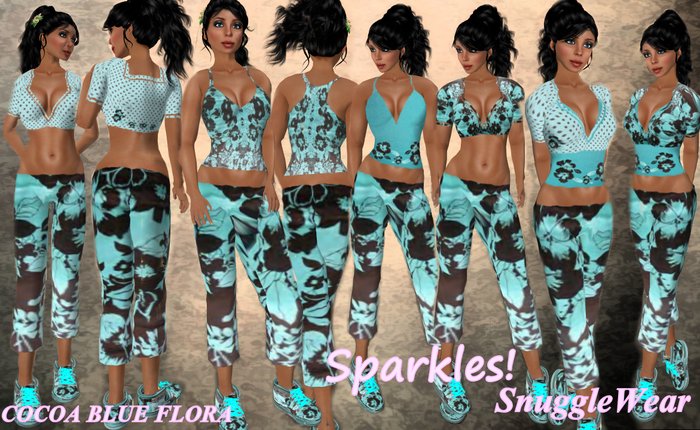SPARKLES! SnuggleWear : COCOA BLUE FLORA