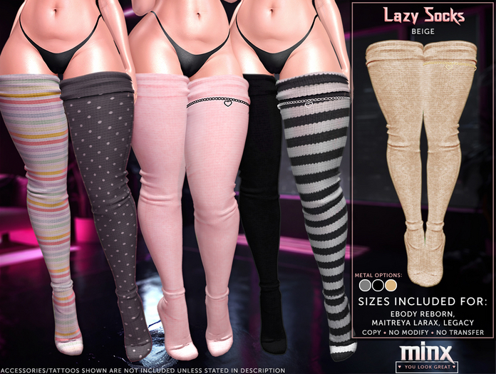 Minx - Lazy Socks - Beige (add me)