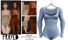 Frayed - Henley Bodysuit - Blue