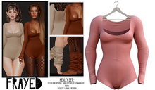 Frayed - Henley Bodysuit - Coral