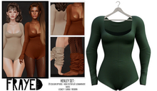 Frayed - Henley Bodysuit - Green