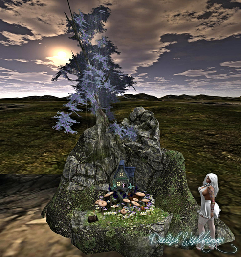DEMO~ Fairy Garden Tree ~blues & purples 16LI