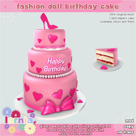 ~*larnia*~ fashion doll birthday cake (boxed)