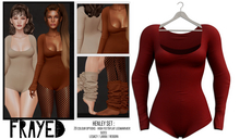 Frayed - Henley Bodysuit - Red