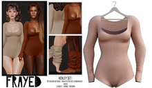 Frayed - Henley Bodysuit - Nude