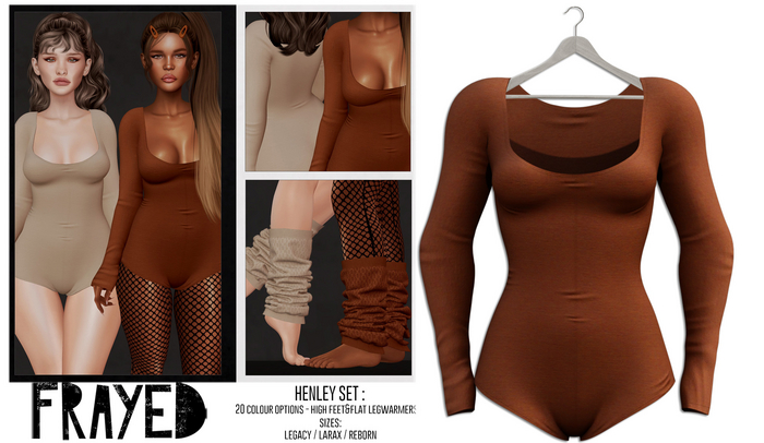 Frayed - Henley Bodysuit - Rust