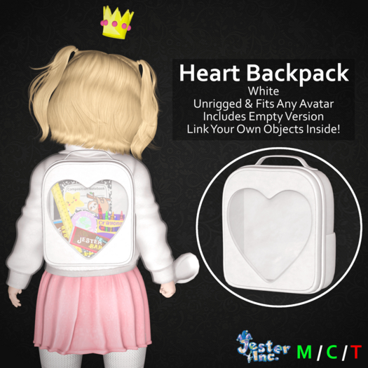 [Jester Inc.] Heart Backpack - White!
