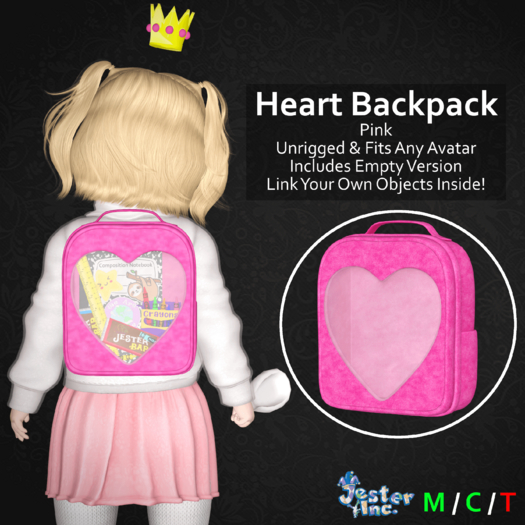 [Jester Inc.] Heart Backpack - Pink!