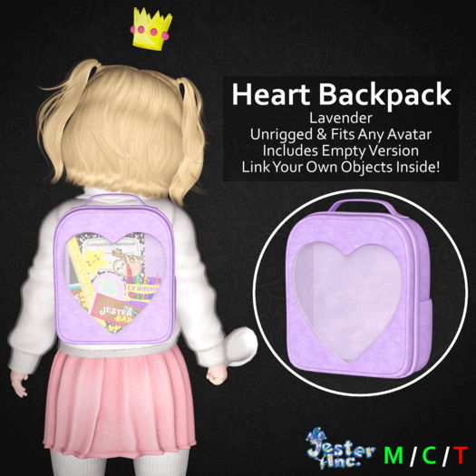 [Jester Inc.] Heart Backpack - Lavender!