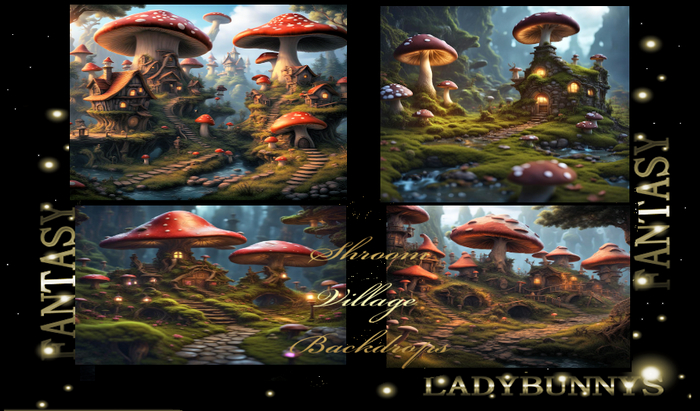 Fantasy Background Textures-Shroom Village Backdrops Full Perm