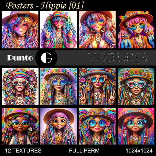 Full Perm Textures - Posters Hippie Pack 01