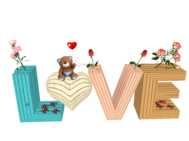 Valentine Love Sign with Flowers